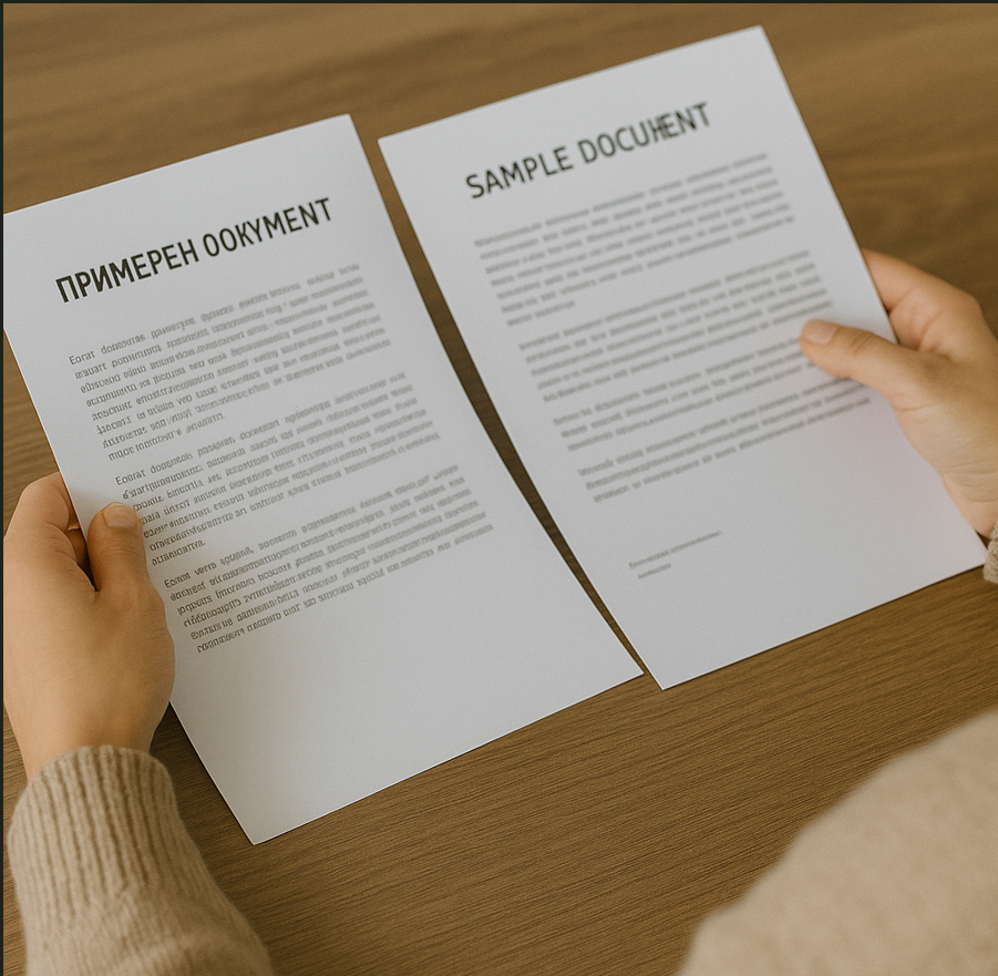 Document and translation illustration